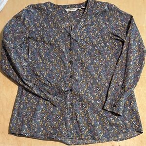 Orvis Women's Floral V-Neck Blouse Sz Large